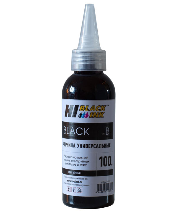 Чернила Hi-Black Универсальные HB-Ink-B-100-Bk для Brother, на водной основе, черные, 100 мл.