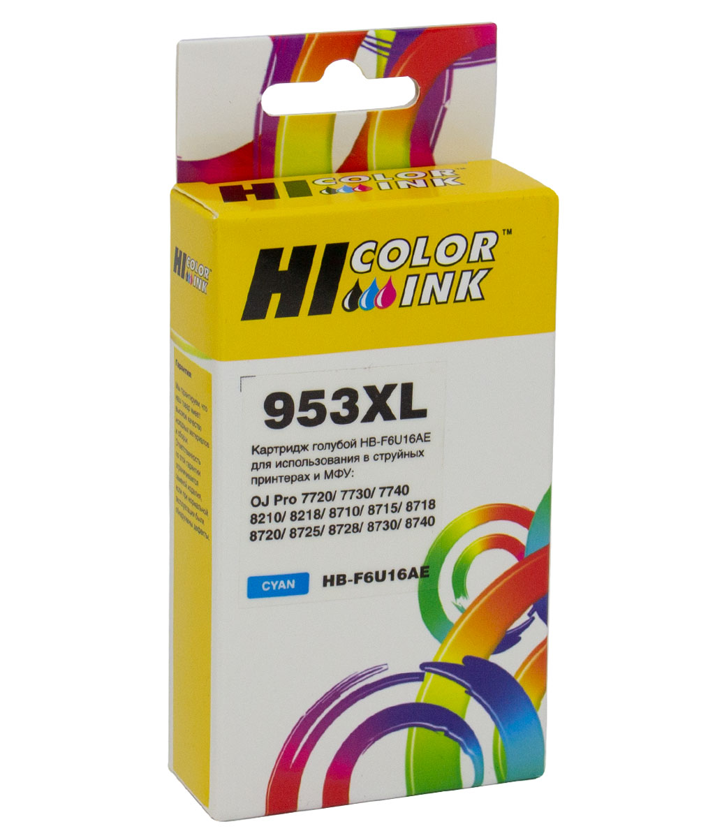 Картридж Hi-Black (HB-F6U16AE) для HP OfficeJet Pro 8710/ 8715/ 8720/ 8730/ 8210/ 8725, №953XL, голубой