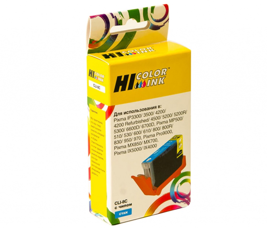Картридж Hi-Black (HB-CLI-8C) для Canon PIXMA iP4200/ iP6600D/ MP500, голубой